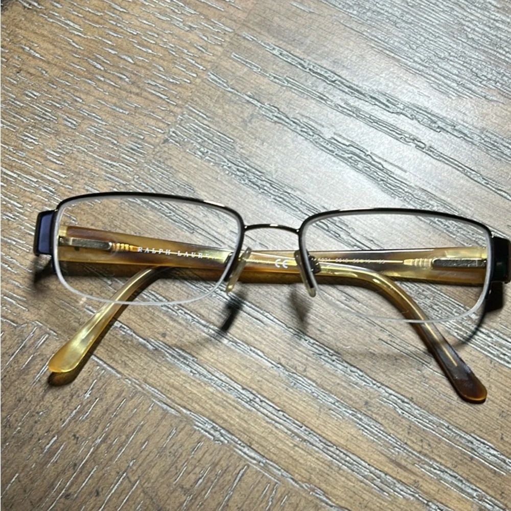 Ralph Lauren Black and Brown Rectangular Glasses - Picture 1 of 2
